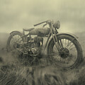 Vintage Motorcycle in a Field Sci-Fi 181